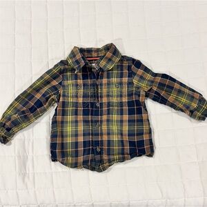 Carter’s Plaid Button Up Shirt with Elbow Patches 18M